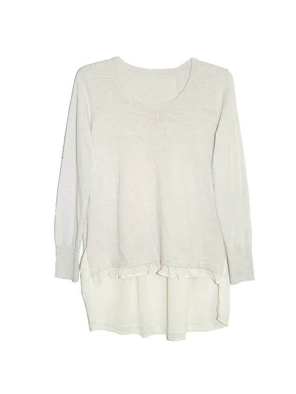 Save More On The Styles You Love Plus Size La Cera Rounded Neck Sweater Top with Georgette Back