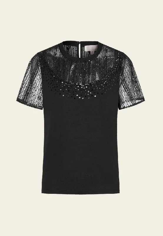 Unleash Your Fashion Sequined Mesh-detail Top