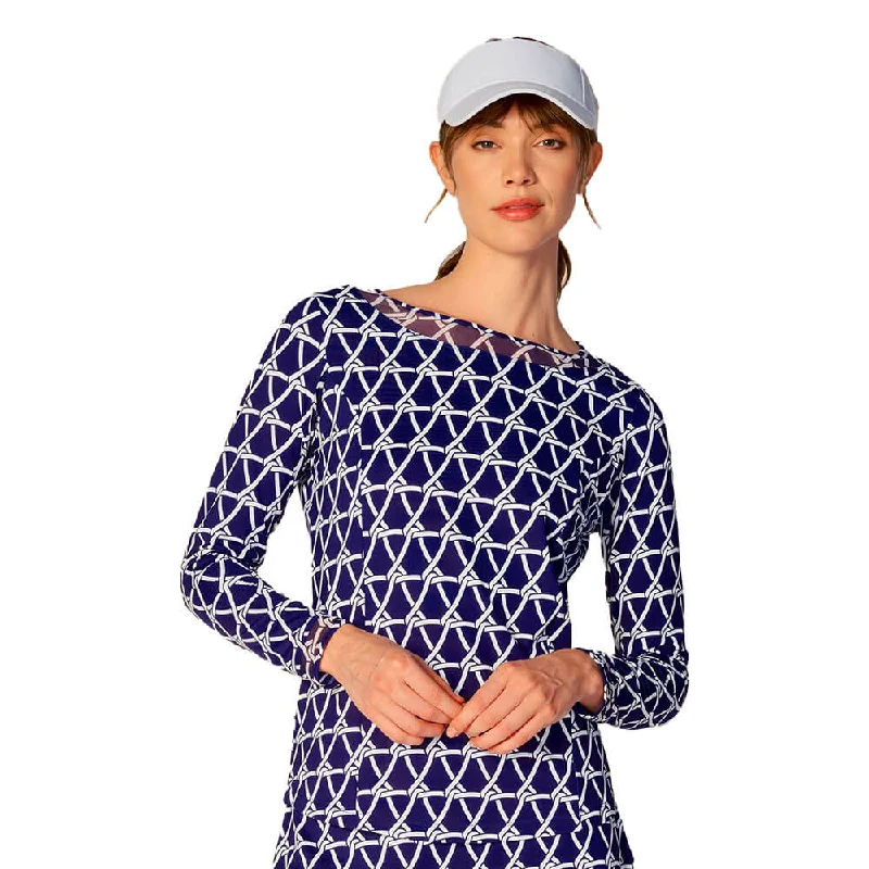Budget Friendly G Lifestyle Nautical Mesh Insert Sleeve Top - True Navy