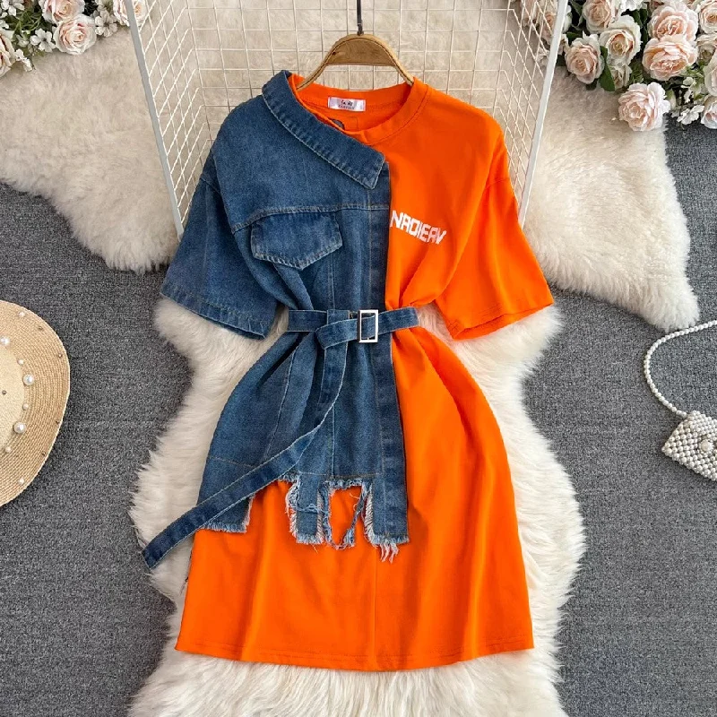 Upgrade Your Wardrobe For Less denim shirt new chic casual mid-length top      S3913