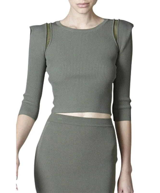 Feminine Style Promotions Stella & Jamie Yves Cropped Top in Ivy (8901222597)