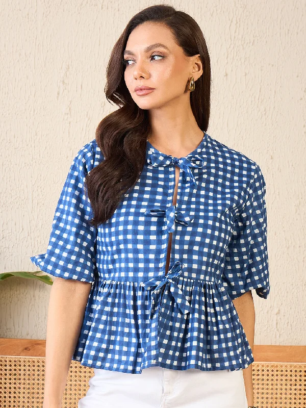 Your Dream Wardrobe At Dream Prices Printed Cotton Tie-Up Peplum Top