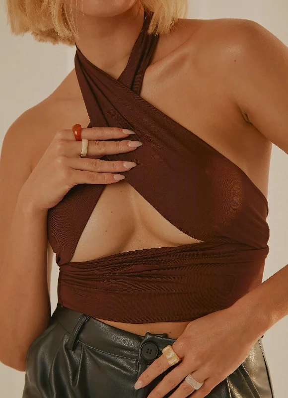 Exclusive Deals For This Week Only Essie Multi Halter Top - Choc Brown