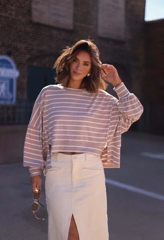 New Season Fashion Preview Sale Striped Balloon Sleeve Top