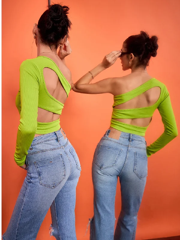 Budget Friendly Stretchable Ribbed Top with Back Cut Outs