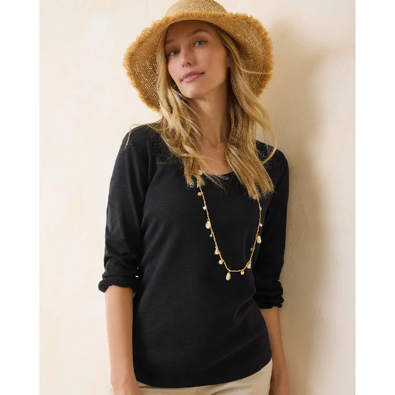 Luxe Fashion, Less Cost Tommy Bahama Women's Ashby Isles Rib 3/4 Sleeve Scoop Top - Black