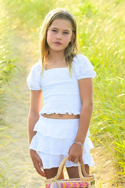 Summer Deals Girl's Kiki Set Top + Skirt / White Eyelet