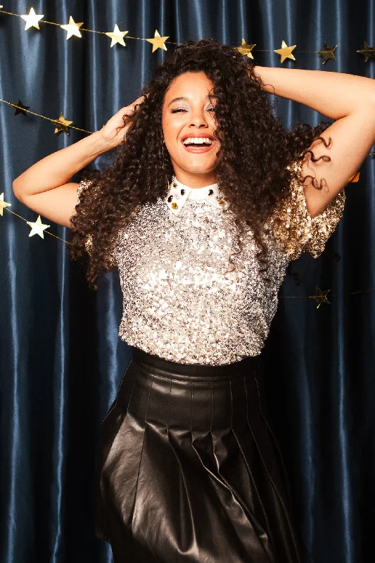 Flash Sale Happening Now – Act Fast Bedazzle Top in Metallic Sequin