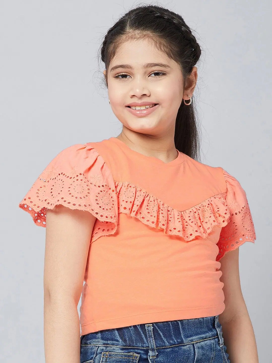 Weekend-Only Price Drops Girl's Global Orange Solid Refful Top
