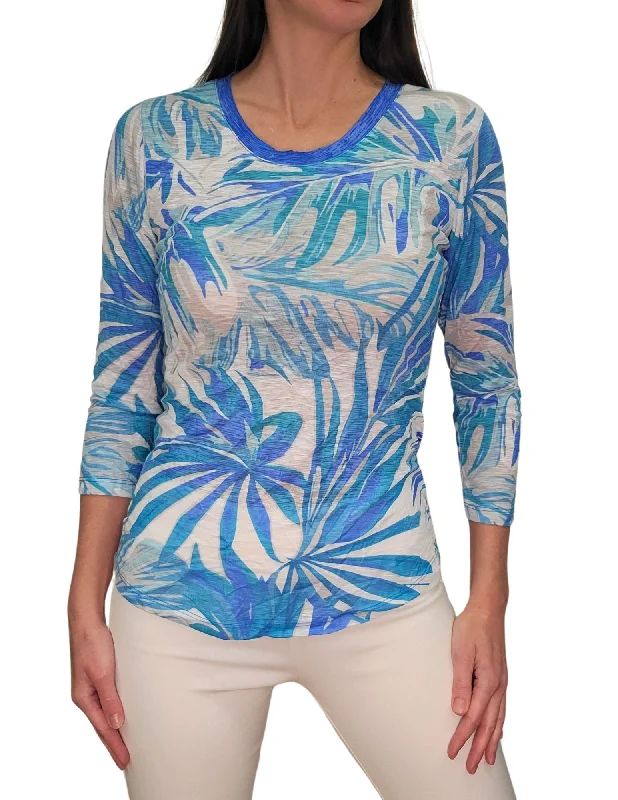 Sophisticated Fashion David Cline 3/4 Sleeve Crew Neck Top - Wave