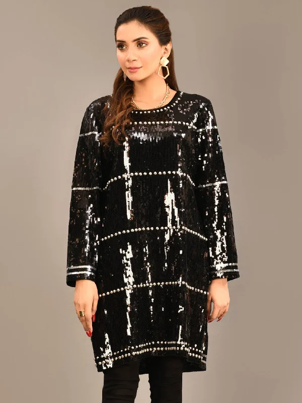 Classic Fashion, Modern Discounts Sequined Metallic Net Top