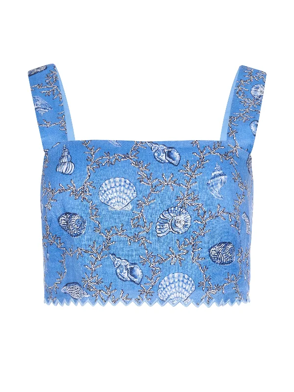 Flash Sale All Weekend Long Meadow Top in Coral Lapis Zigzag