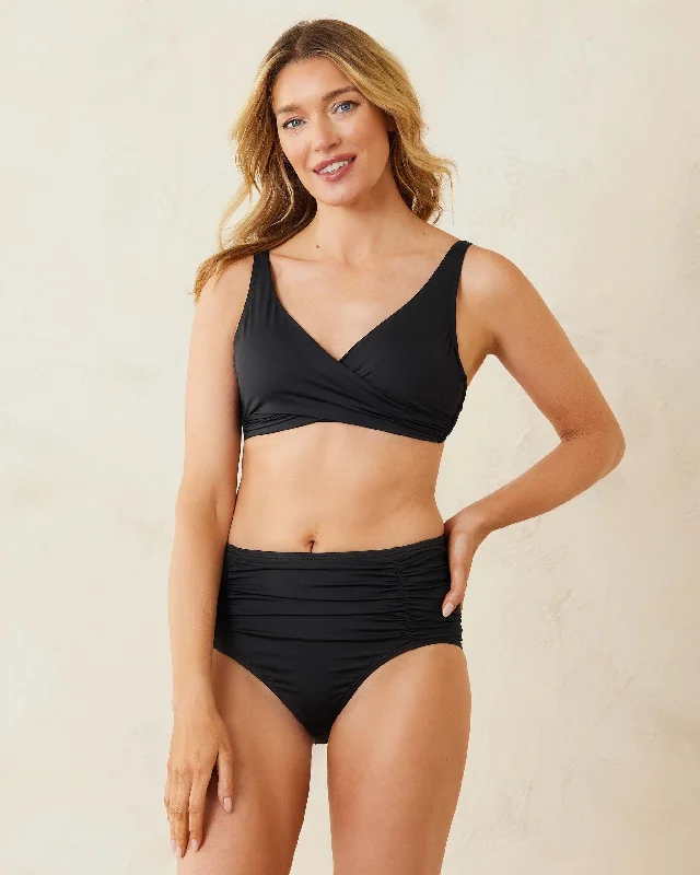 Cool Prices Tommy Bahama Pearl Solids Underwire Wrap Front Bra Top - Black*