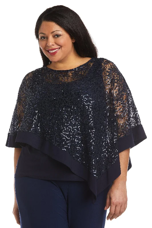 Timeless Elegance Redefined R&M Richards 2117W Plus Size One Piece Poncho Top