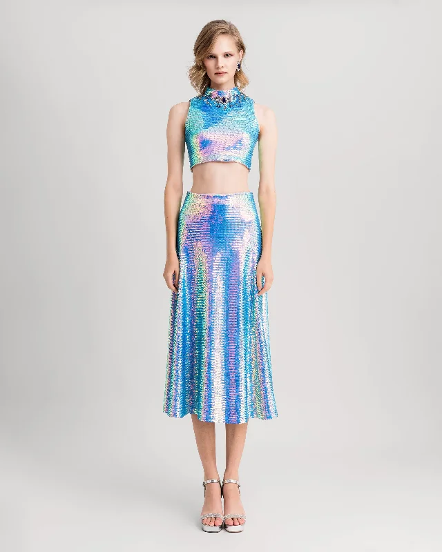 Latest Trends Sequins Top And Flared Skirt