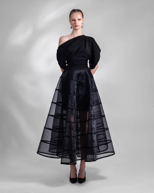 Hot Brand Discounts Draped Top with Cage-Like Skirt Set