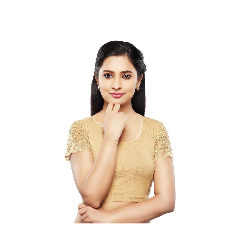 Best Sellers Designer Gold Non-Padded Cotton Lycra Stretchable Netted Short Sleeves Saree Blouse Crop Top (A-15-Gold) Best Sellers Designer Gold Non-Padded Cotton Lycra Stretchable Netted Short Sleeves Saree Blouse Crop Top (A-15-Gold)