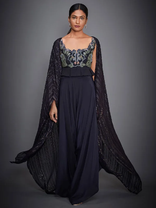 Get More, Spend Less Today RI Ritu Kumar Navy Blue Embroidered Top With Trousers