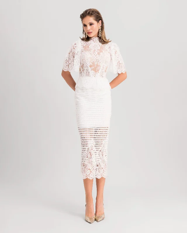 Unleash Your Fashion Lace Top Paired With Lace Skirt