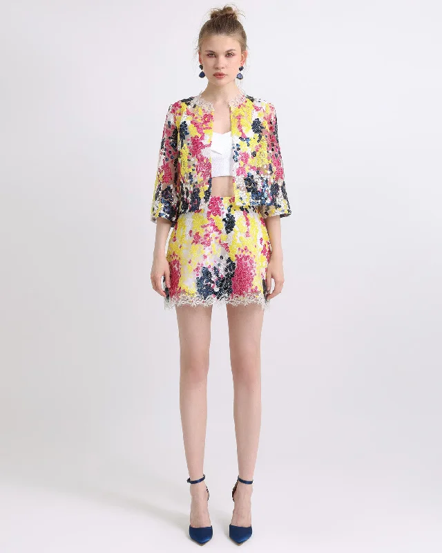 Shop Now For Exclusive Discounts Cropped Top with Jacket and Flared Short Skirt