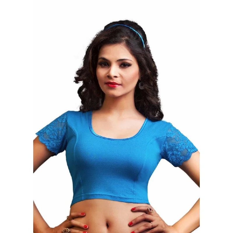 Best Deals Of The Season Designer Peacock-Blue Non-Padded Cotton Lycra Stretchable Netted Short Sleeves Saree Blouse Crop Top (A-15-Peacock-Blue) Best Deals Of The Season Designer Peacock-Blue Non-Padded Cotton Lycra Stretchable Netted Short Sleeves Saree Blouse Crop Top (A-15-Peacock-Blue)