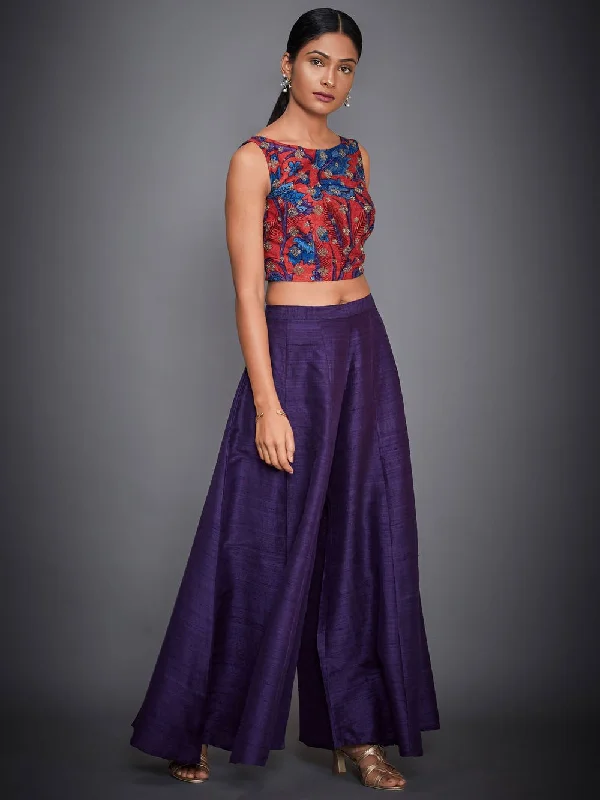 Weekend-Only Deals You'll Love RI Ritu Kumar Purple & Coral Embroidered Top With Palazzo