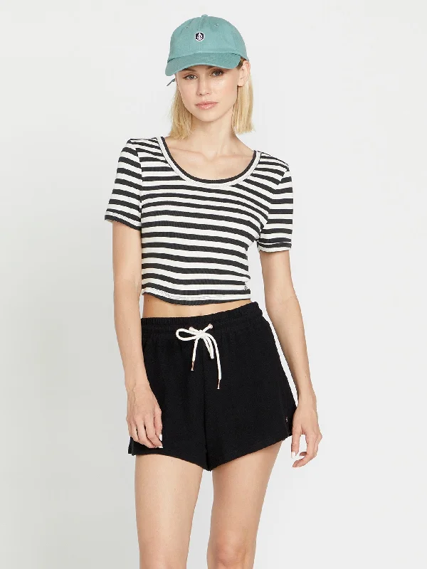 Vibrant Style Promotions Lived in Lounge Knit Ringer Top - Black White
