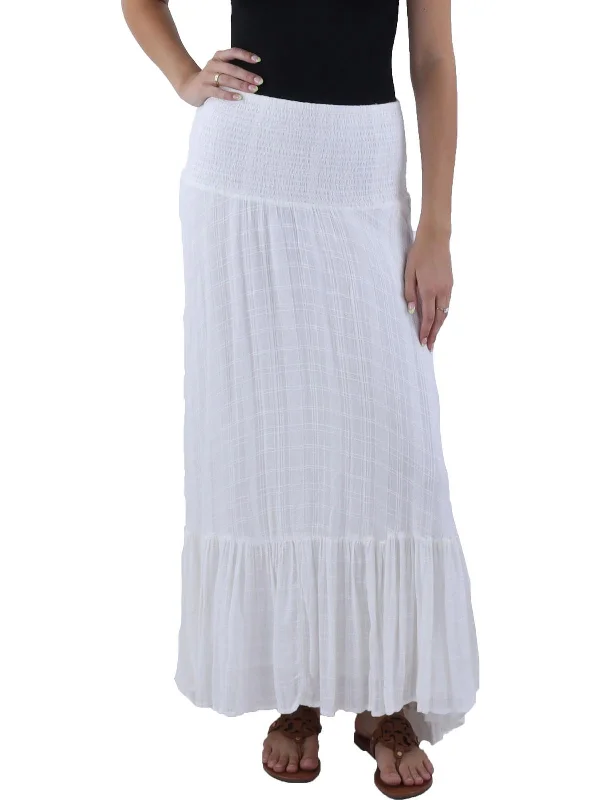Women's Evening Attire Holiday Glam Cora Womens Smocked Long Maxi Skirt