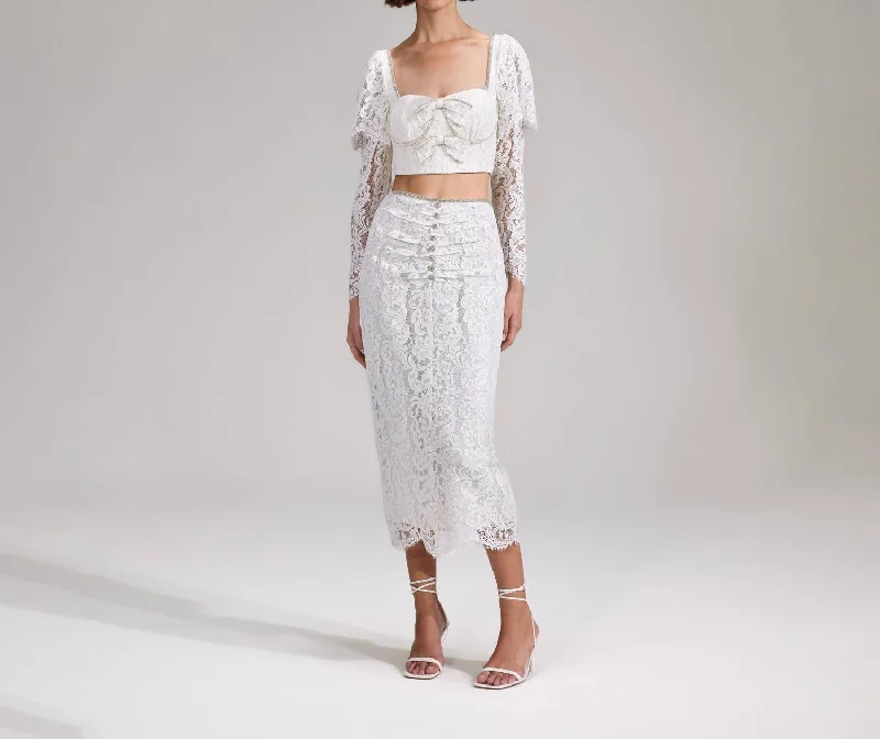 Discount Store Inspired By You, Designed For You Cord Lace Midi Skirt In Cream