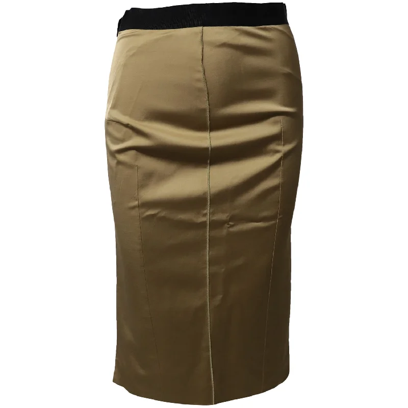 Premium Fashion Effortless Sophistication Dolce & Gabbana Elastic Waistband Pencil Skirt in Gold Satin Premium Fashion Effortless Sophistication Dolce & Gabbana Elastic Waistband Pencil Skirt in Gold Satin
