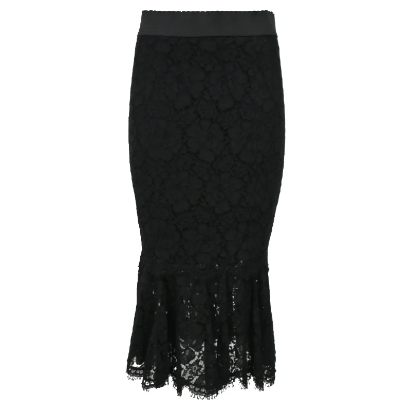 City Fashion Beat The Heat In Tropical Styles Dolce & Gabbana Lace Midi Skirt in Black Cotton City Fashion Beat The Heat In Tropical Styles Dolce & Gabbana Lace Midi Skirt in Black Cotton