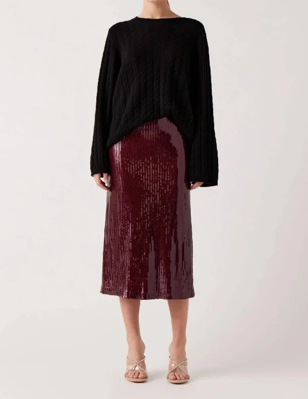 Comfortable Outfit For Women Fashion Frontiers Elia Sequins Skirt In Oxblood