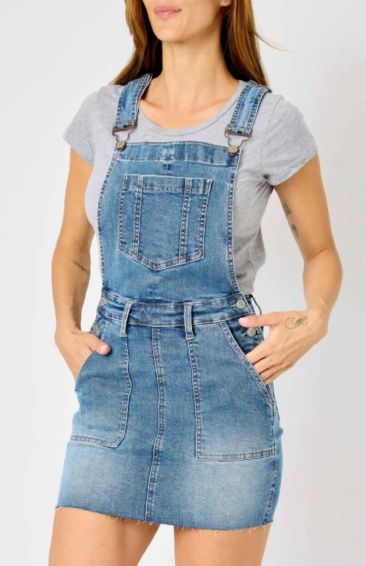 Women's Seasonal Garments Trend Alert Fancy Like Denim Overall Skirt In Medium Wash