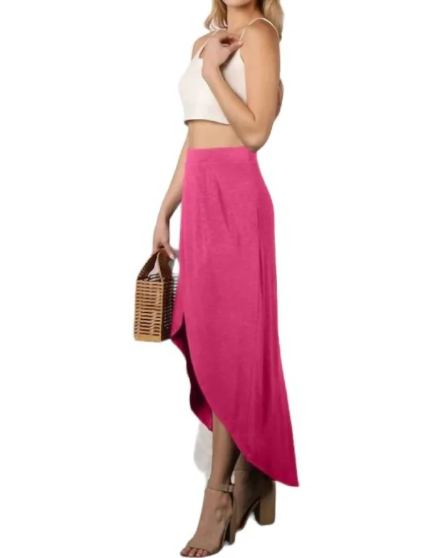 Women's Clothing Boutique Unbeatable Prices Hi-Low Open Front Maxi Skirt In Fuchsia