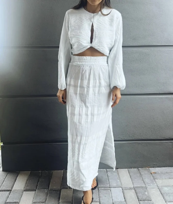 Women Fashion Hot Sale Hydra Maxi Skirt In White/cielo