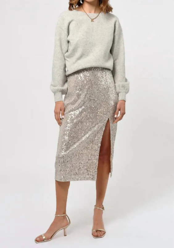 Casual Outfit For Women Ride The Style Wave Karla Sequins Midi Skirt In Champagne