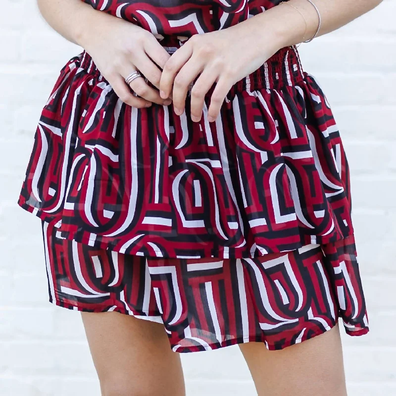 Earthy Tones Score Big On Glamorous Red - Carpet Styles Marley Skirt In Touchdown Garnet/black Earthy Tones Score Big On Glamorous Red - Carpet Styles Marley Skirt In Touchdown Garnet/black