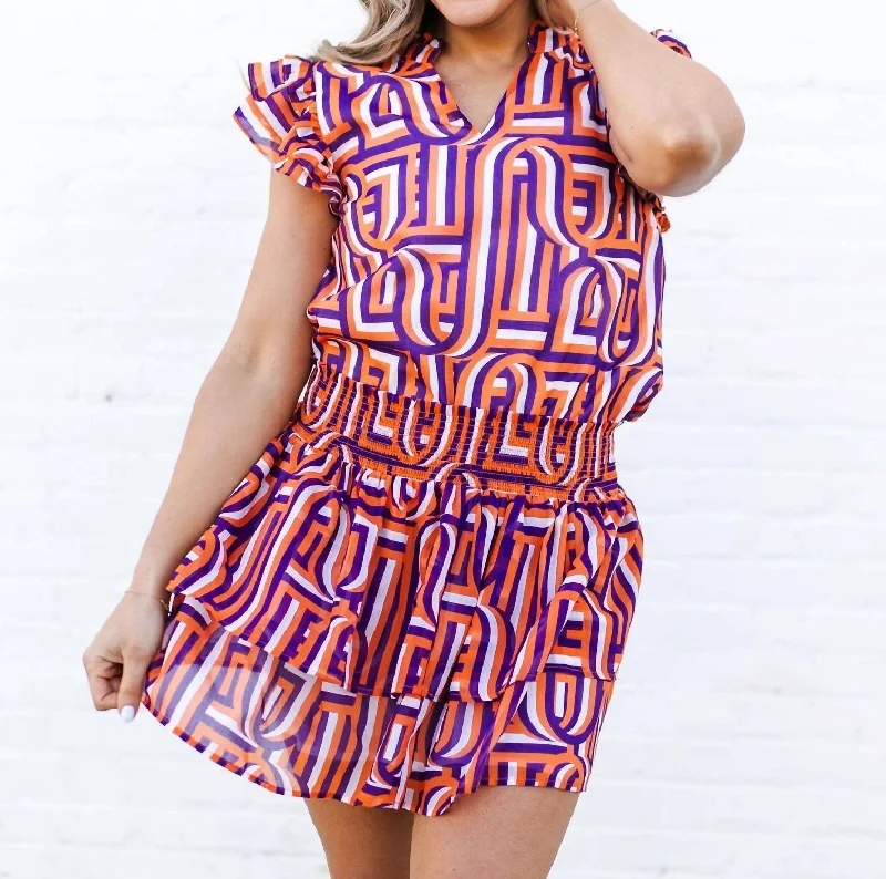 High End Fashion Limited - Edition Drops Marley Skirt In Touchdown Purple/orange
