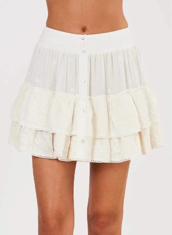 Women's Activewear for Exercise and Sports Limited Edition Mina Embroidered Mini Skirt In Ecru Women's Activewear for Exercise and Sports Limited Edition Mina Embroidered Mini Skirt In Ecru