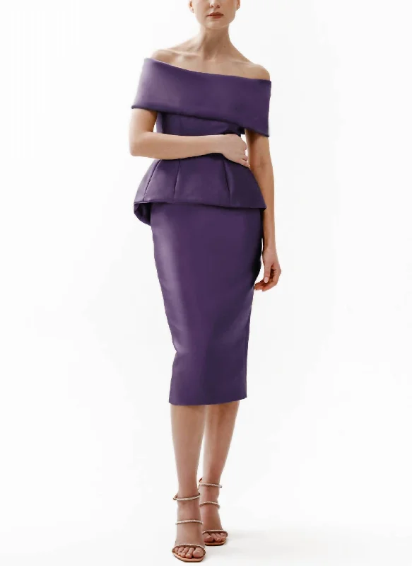Women's Fashion Clothing Style Your Wardrobe Roll Collar Corset Top And Slim Skirt In Amethyst Silk Faille Women's Fashion Clothing Style Your Wardrobe Roll Collar Corset Top And Slim Skirt In Amethyst Silk Faille