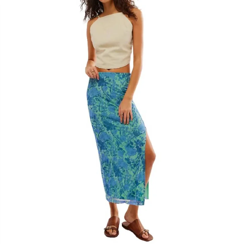 Women's Festive Attire Fashion For Every Occasion Rosalie Mesh Midi Skirt In Teal Combo Women's Festive Attire Fashion For Every Occasion Rosalie Mesh Midi Skirt In Teal Combo
