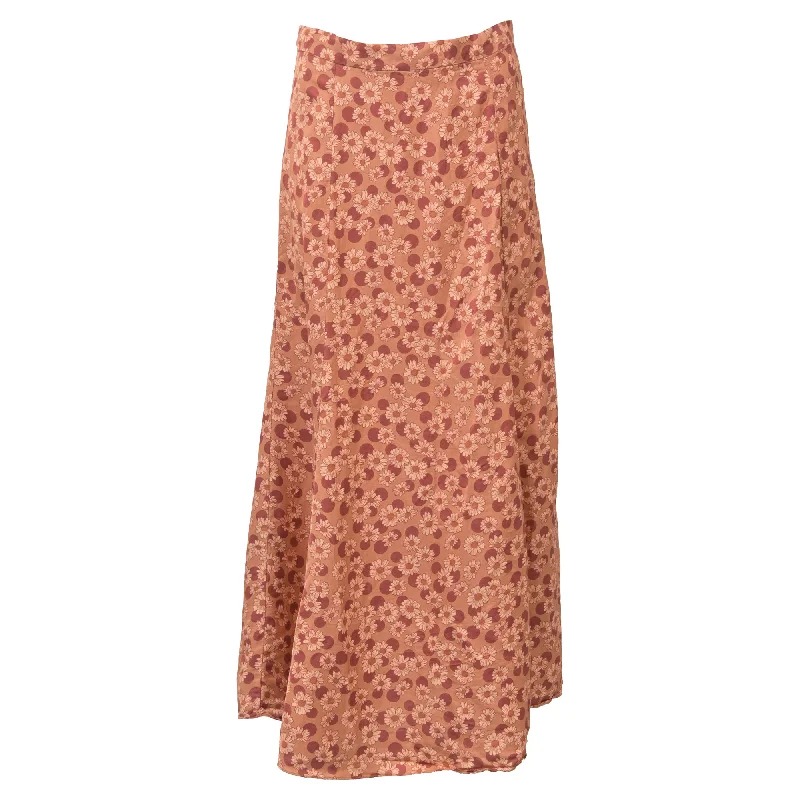 Minimalist Style Mother's Day Special Sandro Paris Midi Pascaline Floral-Print Skirt in Orange Twill Minimalist Style Mother's Day Special Sandro Paris Midi Pascaline Floral-Print Skirt in Orange Twill