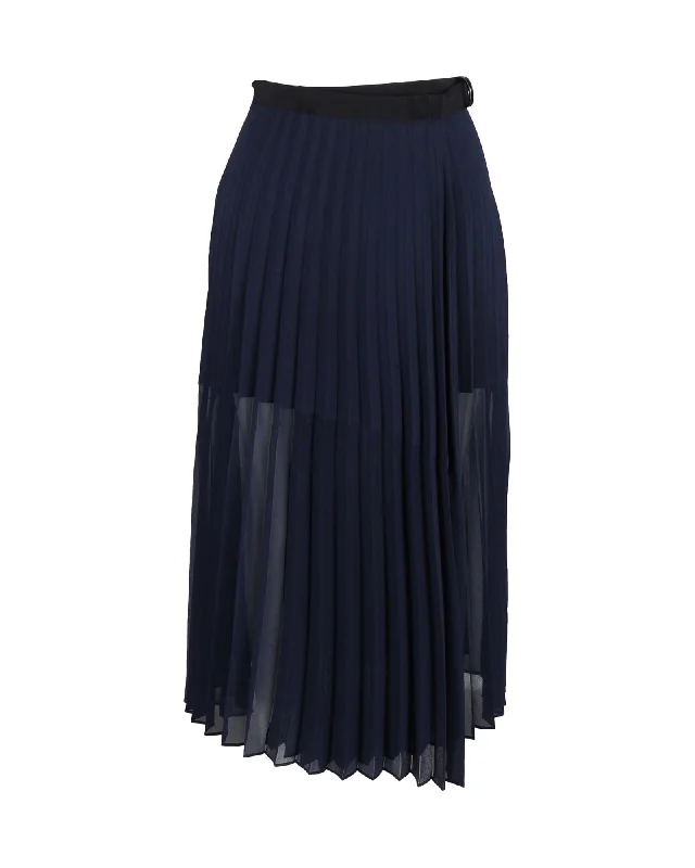 Contemporary Women's Clothing Hot Brand Discounts Sandro Pleated Skirt in Navy Blue Polyester Contemporary Women's Clothing Hot Brand Discounts Sandro Pleated Skirt in Navy Blue Polyester