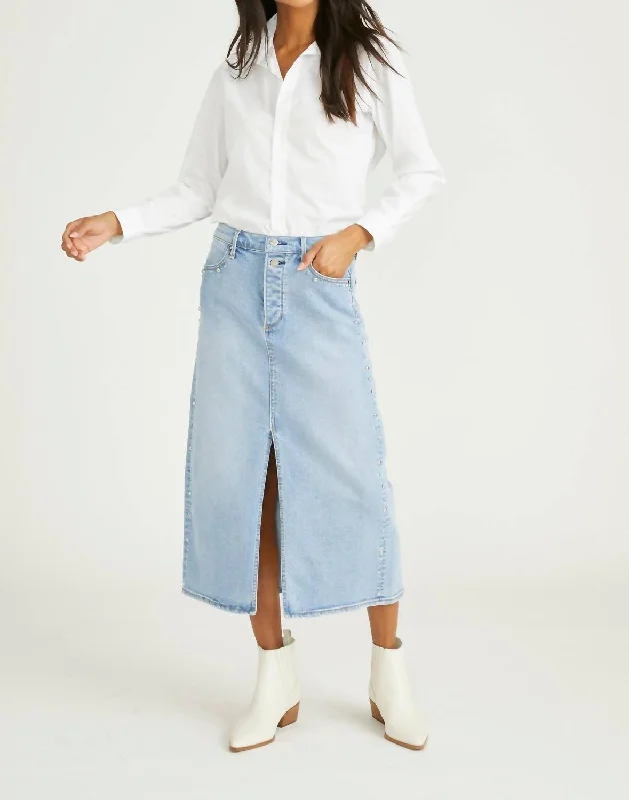 Comfortable Women's Attire Valentine's Special Sarah Midi Skirt In Light Wash