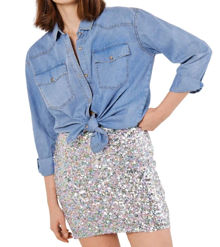 Women Apparel Pastel Styles Sequins Mini Skirt In Multi
