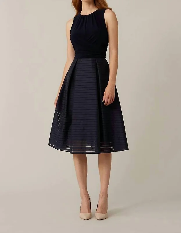 Women's Clothing for Every Occasion All Season Fashion Collection Sleeveless Dress With Full Skirt In Midnight Blu Women's Clothing for Every Occasion All Season Fashion Collection Sleeveless Dress With Full Skirt In Midnight Blu