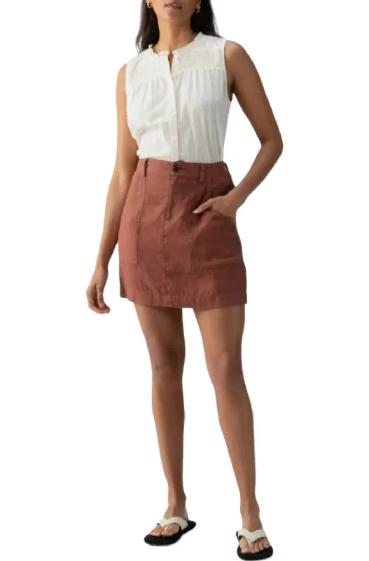 Women's Timeless Attire Trendy Styles Surplus Linen Skirt In Rich Clay