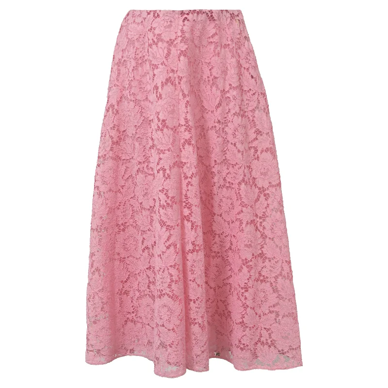 Outfits For Women Fashion Essentials Valentino Corded Lace Midi Skirt in Pink Cotton Outfits For Women Fashion Essentials Valentino Corded Lace Midi Skirt in Pink Cotton