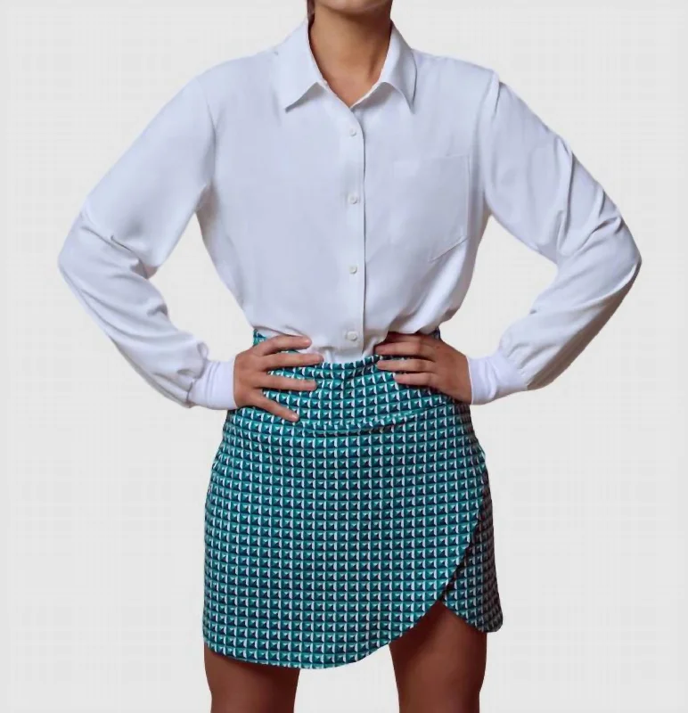 Affordable Online Boutique Big Savings Wrap Skort In Geo Square Print