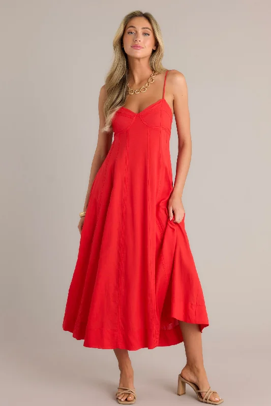 Celestial Beauty Red Bustier Maxi Dress